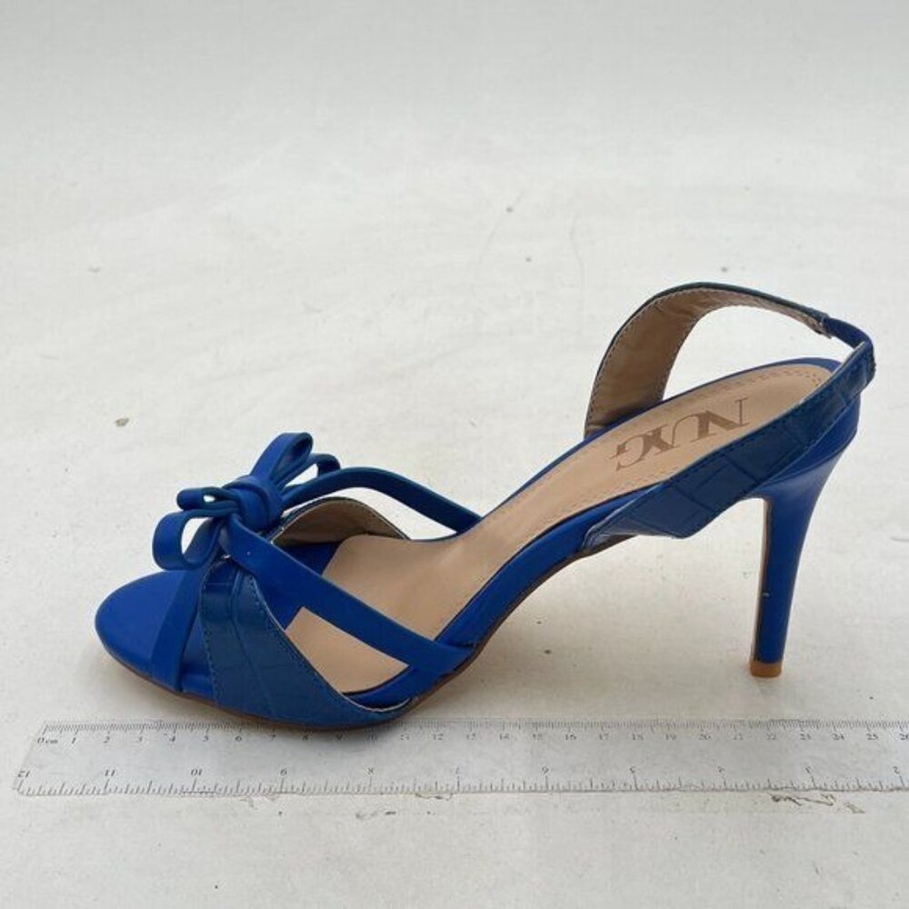 Blue Bowknot Women Open Toe Slip on Sandals High Heel Slingbacks Braid Ball Shoe